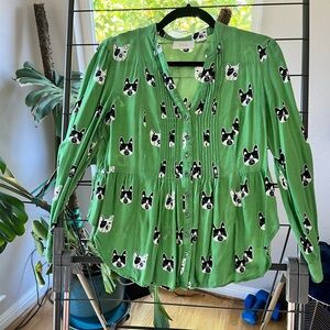 Maeve Green Shirt with Boston Terrier/Frenchie Dog Print - Size 4P